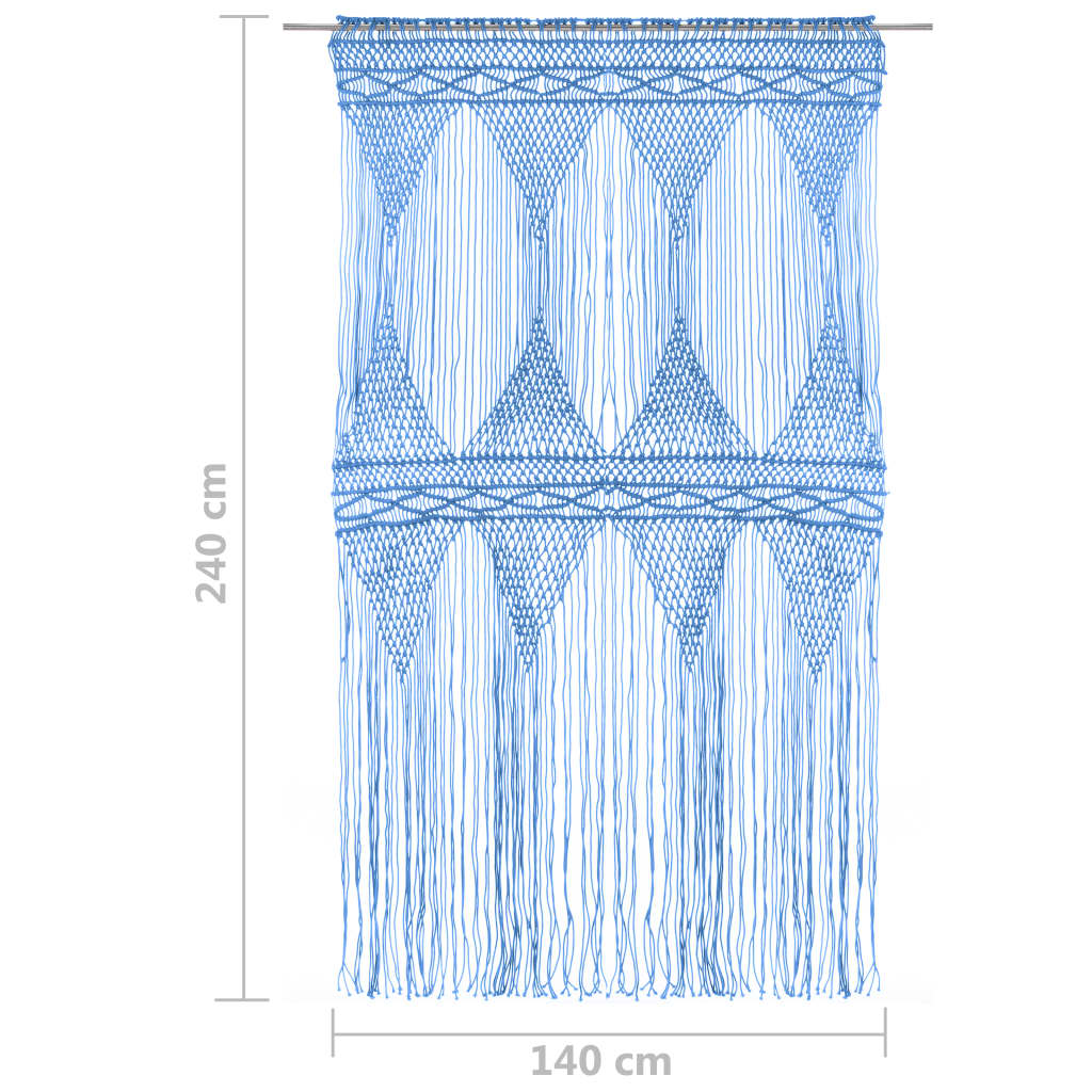 Gordijn Macramé 140X240 Cm Katoen Blauw