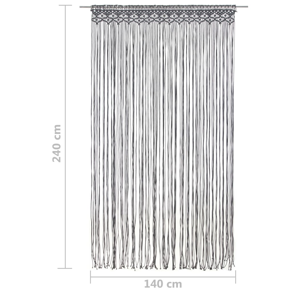 Gordijn Macramé 140X240 Cm Katoen Antraciet
