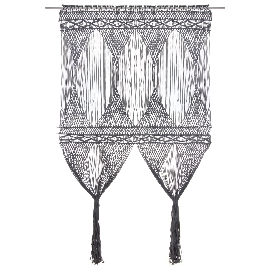 Gordijn Macramé 140X240 Cm Katoen Antraciet