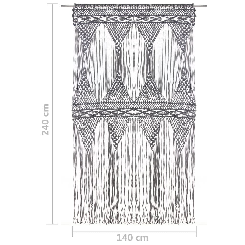 Gordijn Macramé 140X240 Cm Katoen Antraciet