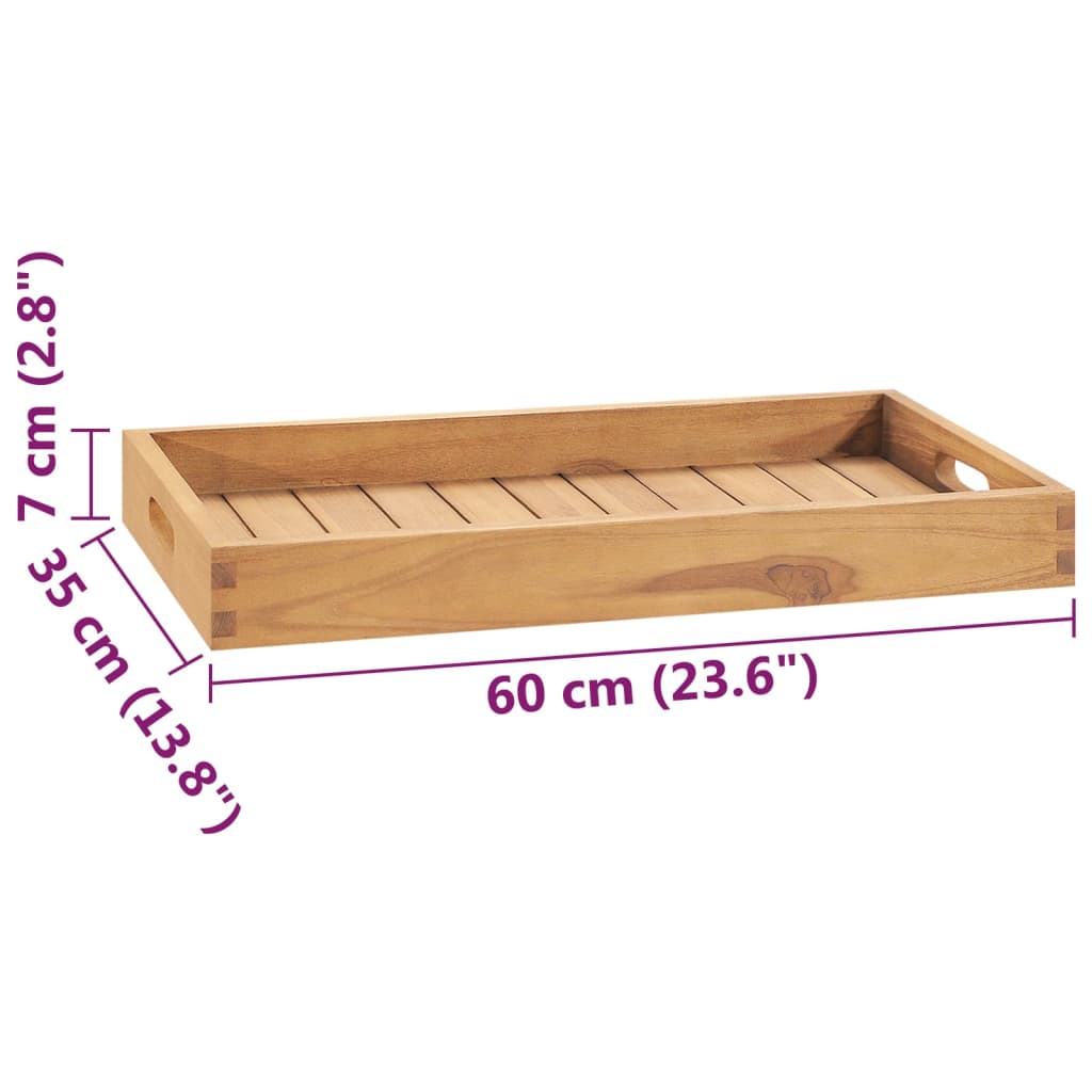 Dienblad 60X35 Cm Massief Teakhout