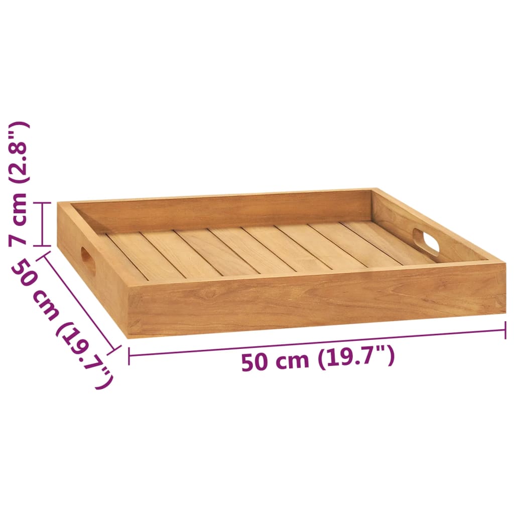 Dienblad 50X50 Cm Massief Teakhout