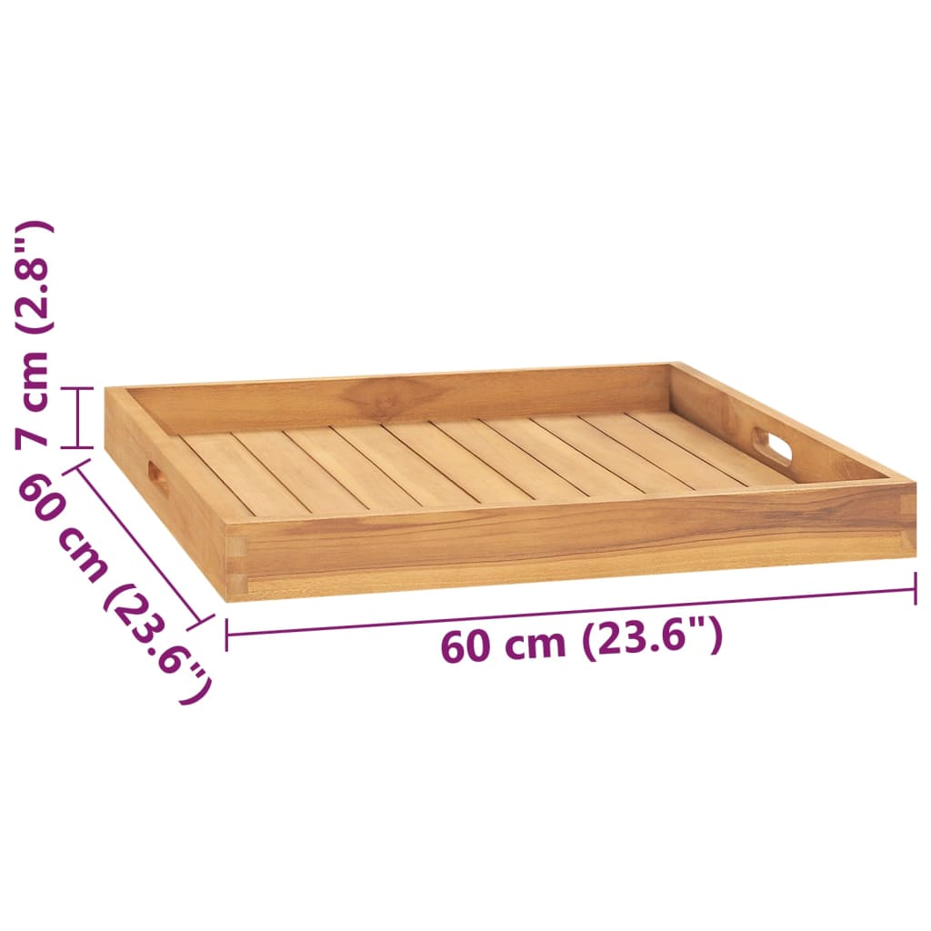 Dienblad 60X60 Cm Massief Teakhout
