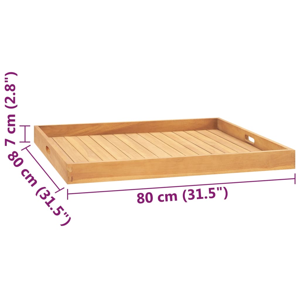 Dienblad 80X80 Cm Massief Teakhout