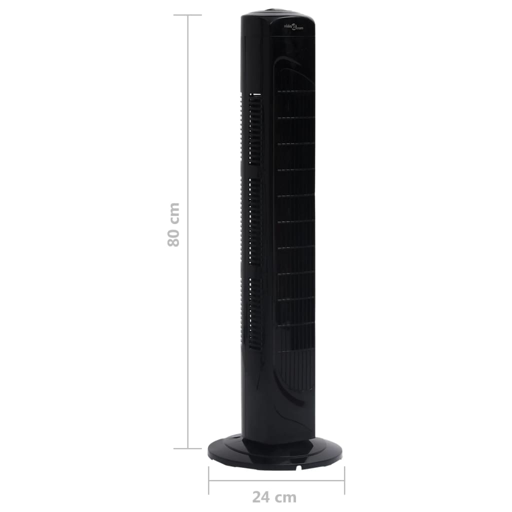 Torenventilator Ø24X80 Cm Zwart