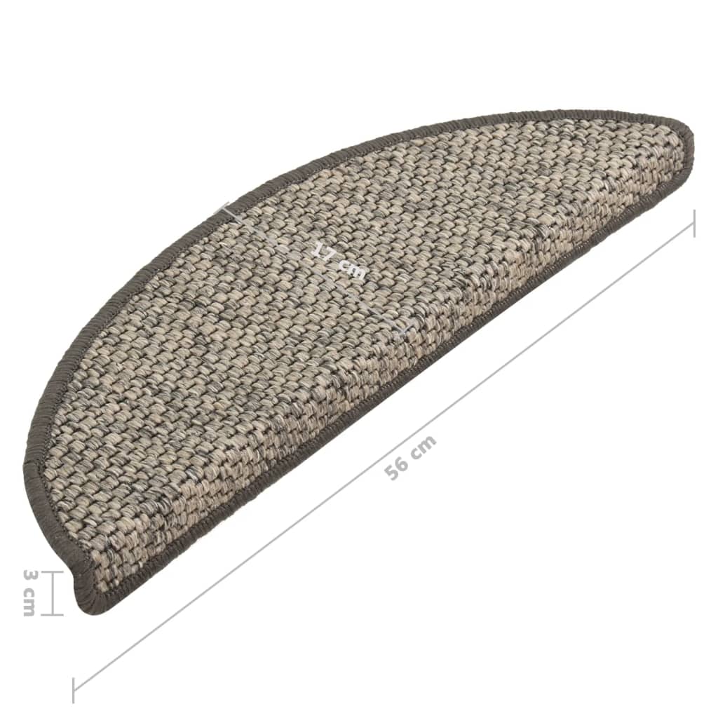 Trapmatten Zelfklevend 15 St Sisal-Look 56X20 Cm Zilverkleurig