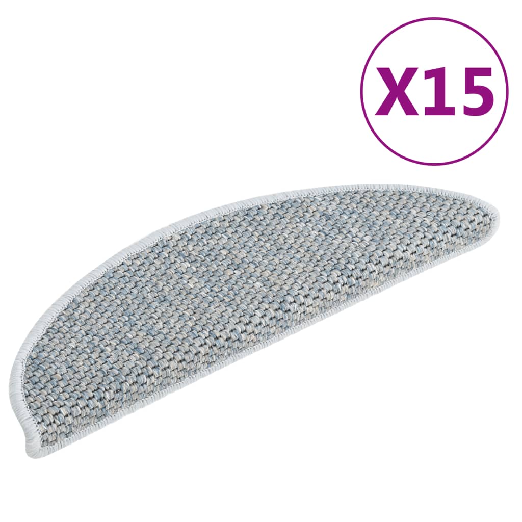 Trapmatten Zelfklevend 15 St Sisal-Look 56X20 Cm Blauw