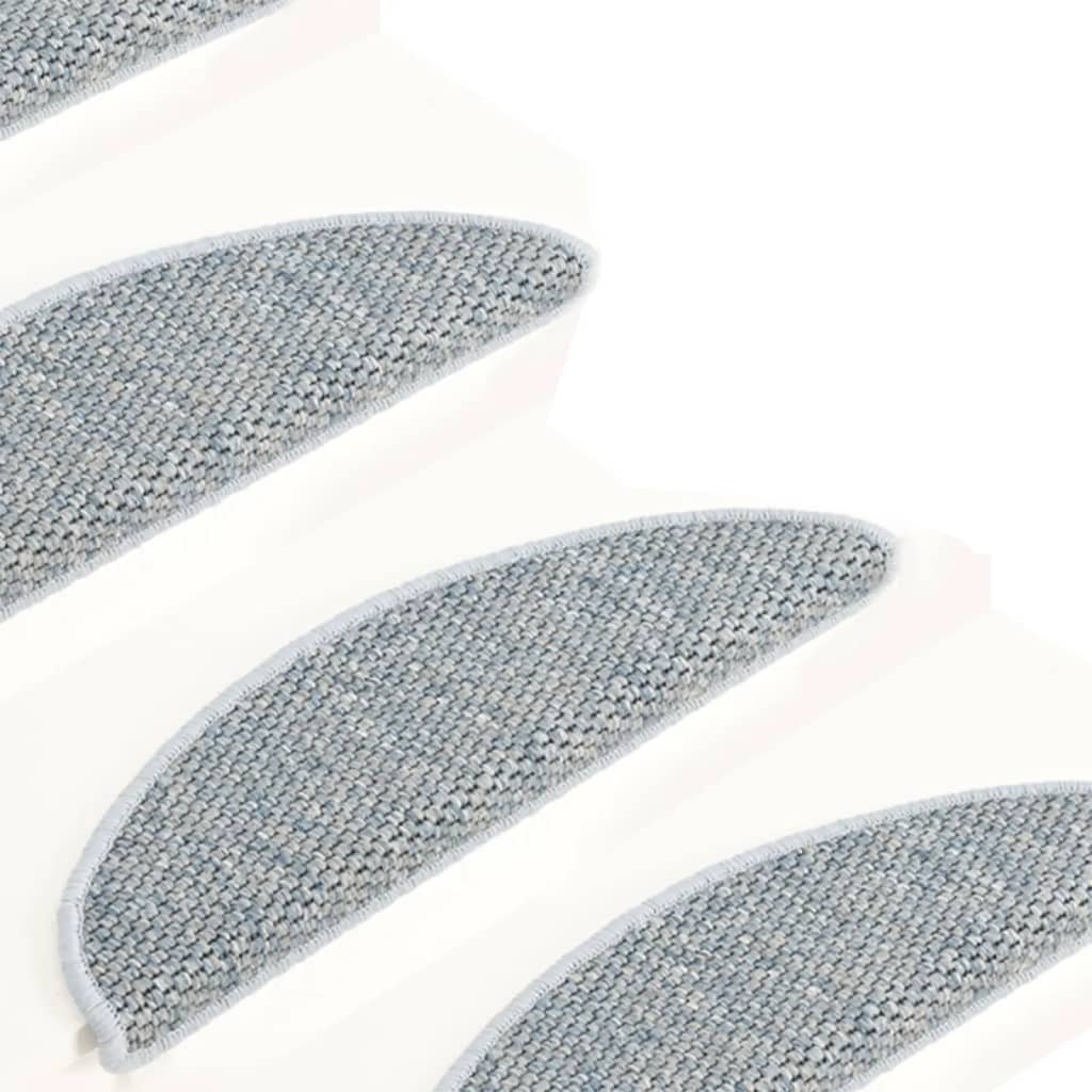 Trapmatten Zelfklevend 15 St Sisal-Look 56X20 Cm Blauw