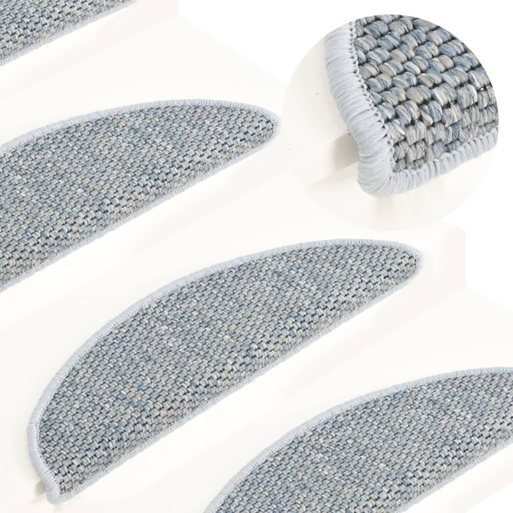 Trapmatten Zelfklevend 15 St Sisal-Look 56X20 Cm Blauw