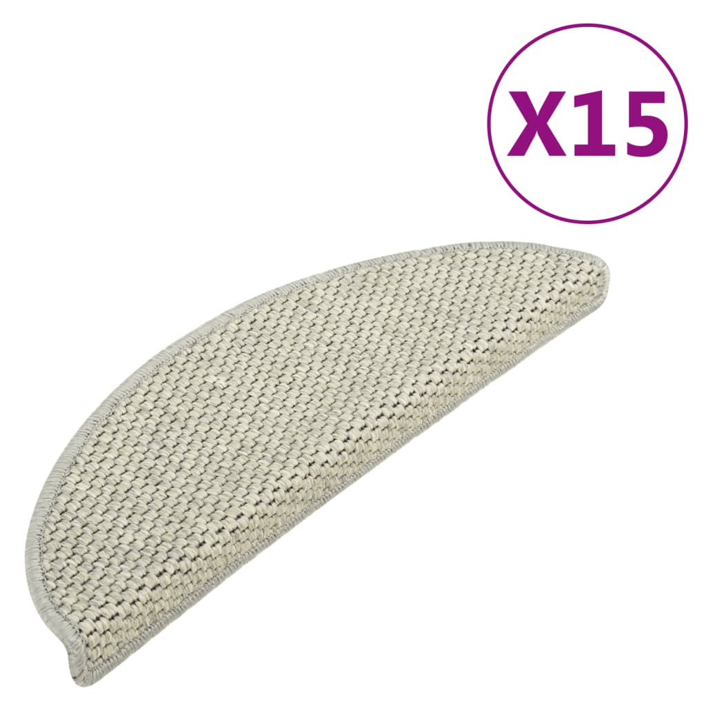 Trapmatten Zelfklevend 15 St Sisal-Look 56X20 Cm Grijs