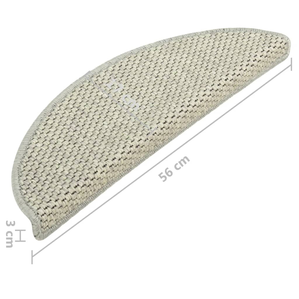 Trapmatten Zelfklevend 15 St Sisal-Look 56X20 Cm Grijs