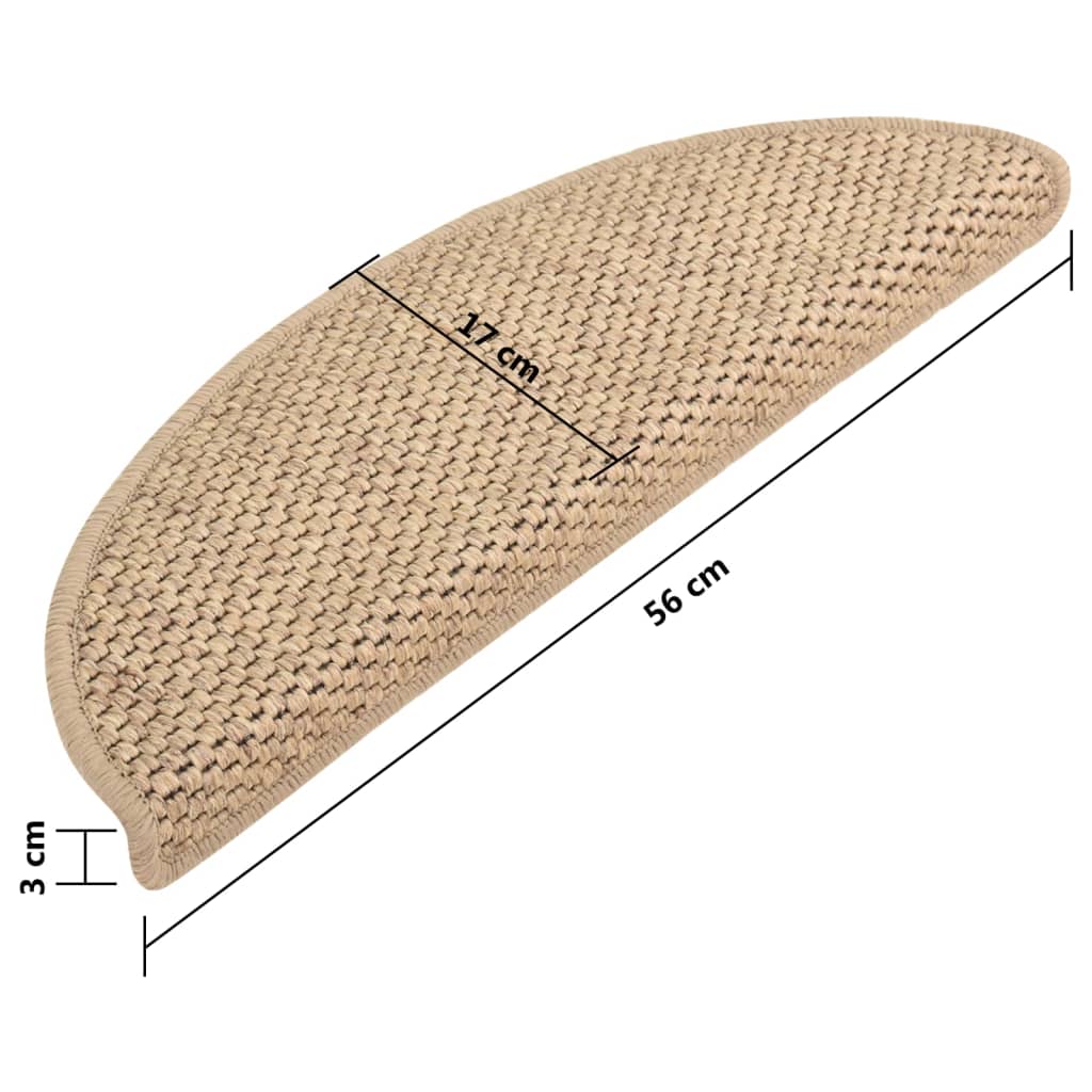 Trapmatten Zelfklevend 15 St Sisal-Look 56X20 Cm Zandkleurig