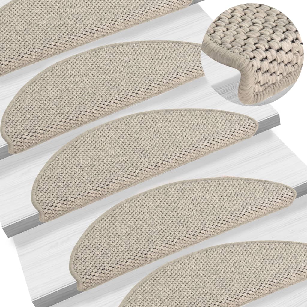 Trapmatten Zelfklevend 15 St Sisal-Look 65X25 Cm Taupe