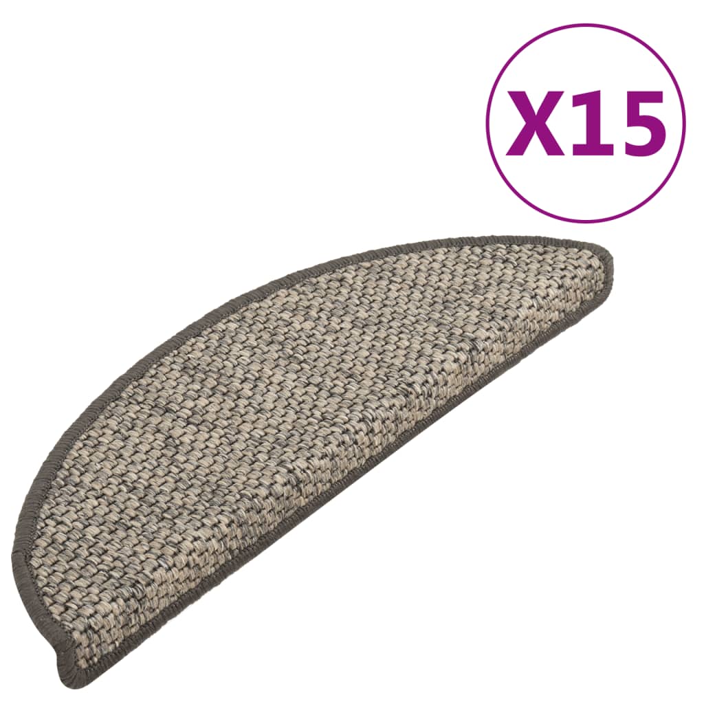 Trapmatten Zelfklevend 15 St Sisal-Look 65X25 Cm Antracietkleur