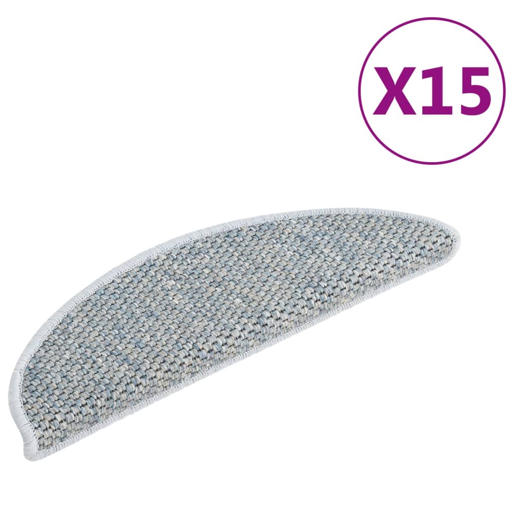 Trapmatten Zelfklevend 15 St Sisal-Look 65X25 Cm Blauw