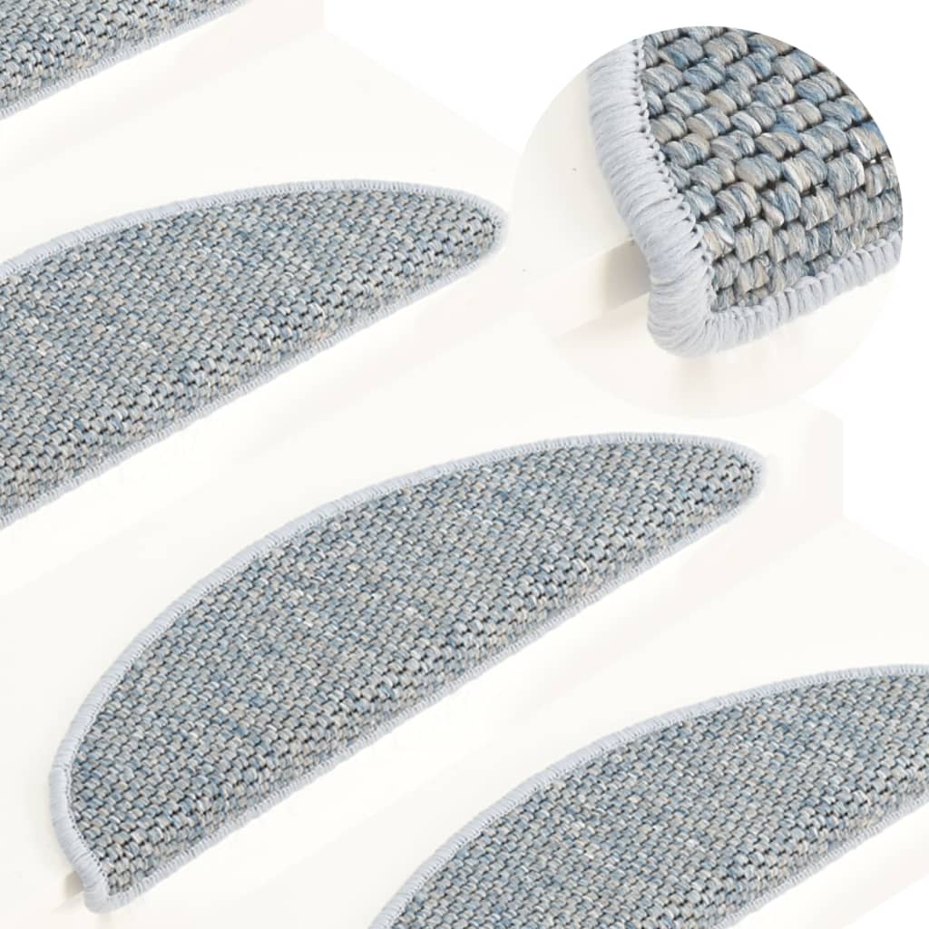 Trapmatten Zelfklevend 15 St Sisal-Look 65X25 Cm Blauw