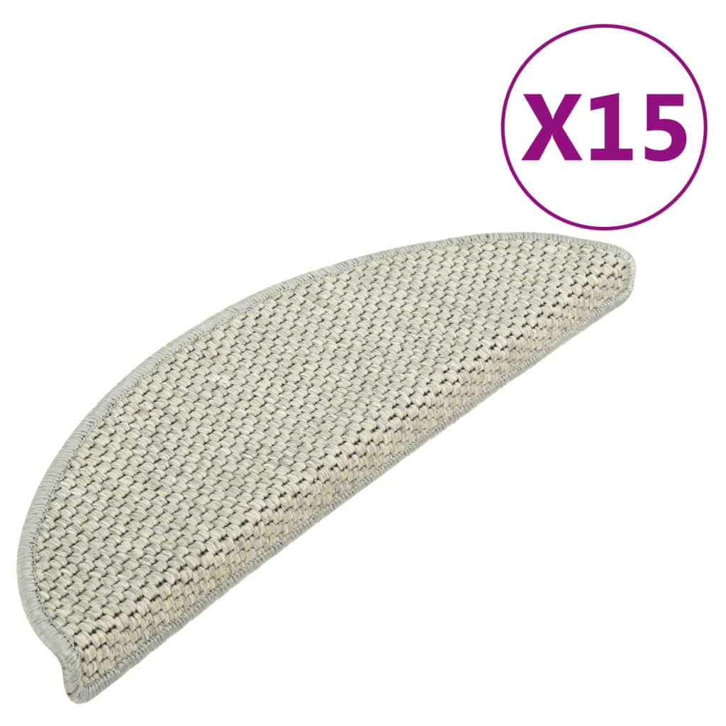 Trapmatten Zelfklevend 15 St Sisal-Look 65X25 Cm Grijs