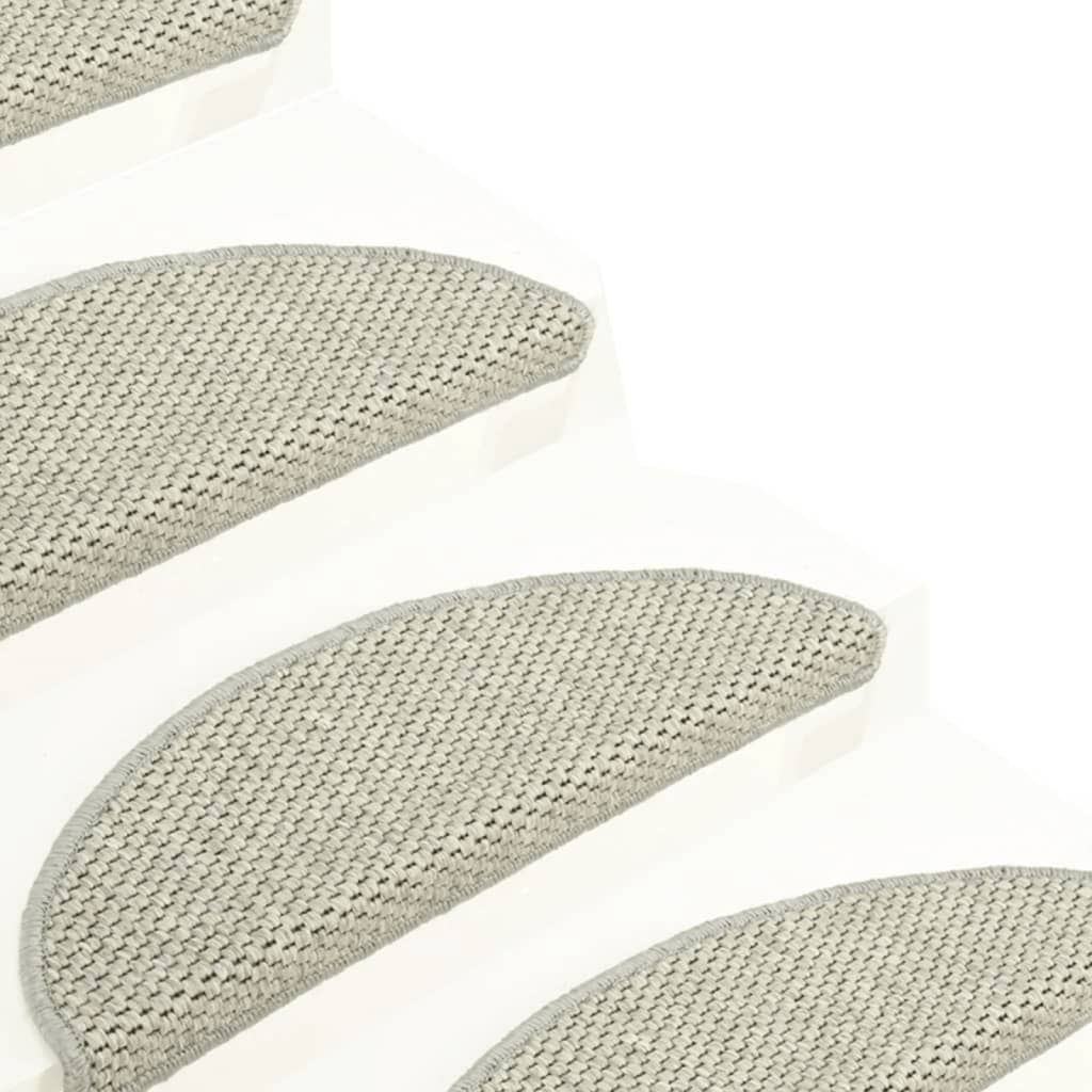 Trapmatten Zelfklevend 15 St Sisal-Look 65X25 Cm Grijs