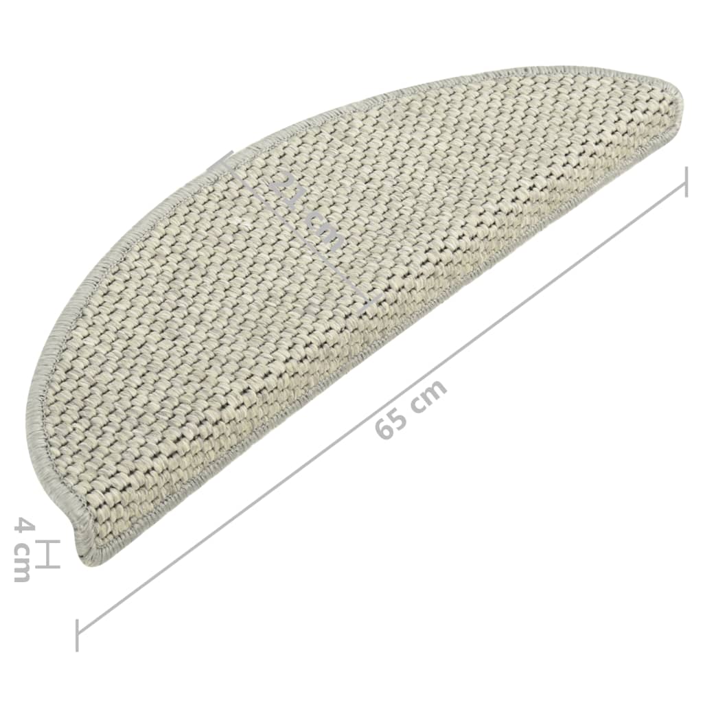 Trapmatten Zelfklevend 15 St Sisal-Look 65X25 Cm Grijs
