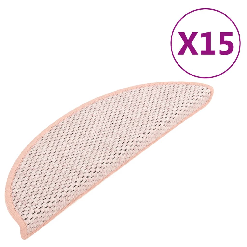 Trapmatten Zelfklevend 15 St Sisal-Look 65X25 Cm Rood