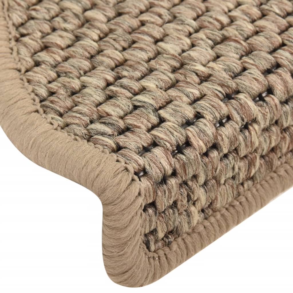Trapmatten Zelfklevend 15 St Sisal-Look 65X25 Cm Donkerbeige