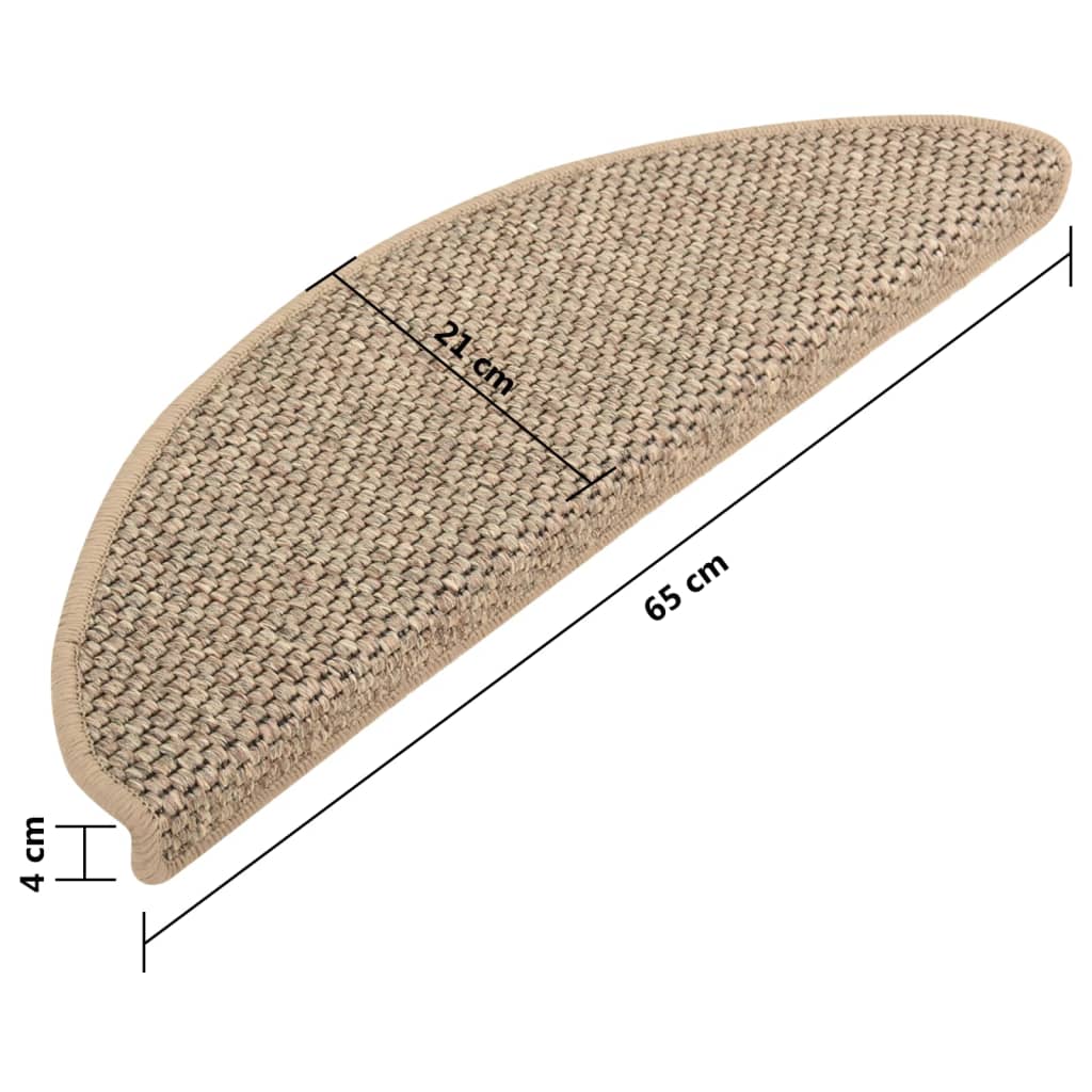 Trapmatten Zelfklevend 15 St Sisal-Look 65X25 Cm Donkerbeige