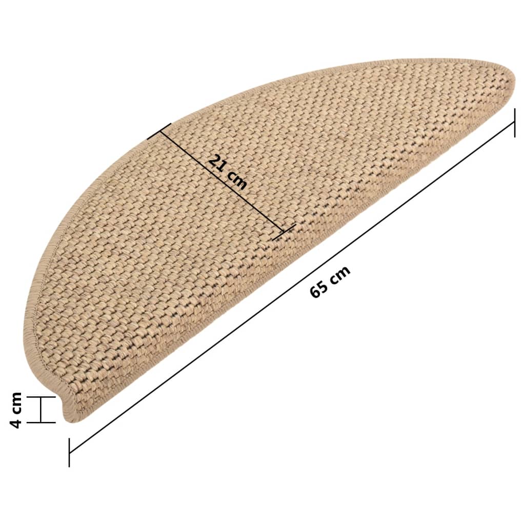 Trapmatten Zelfklevend 15 St Sisal-Look 65X25 Cm Zandkleurig