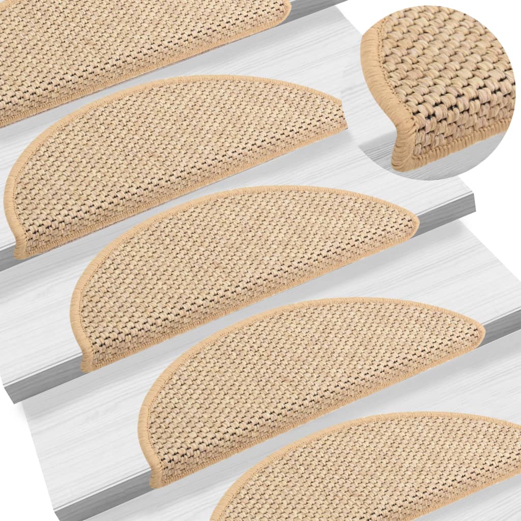 Trapmatten Zelfklevend 15 St Sisal-Look 65X25 Cm Lichtbeige