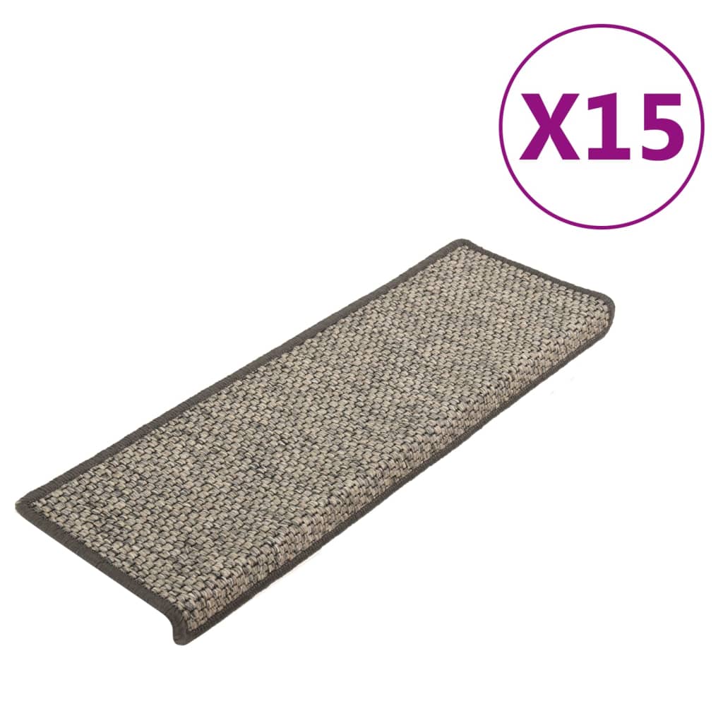 Trapmatten Zelfklevend 15 St Sisal-Look 65X25 Cm Grijs En Beige
