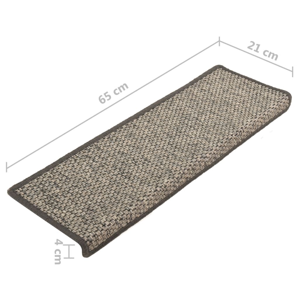 Trapmatten Zelfklevend 15 St Sisal-Look 65X25 Cm Grijs En Beige