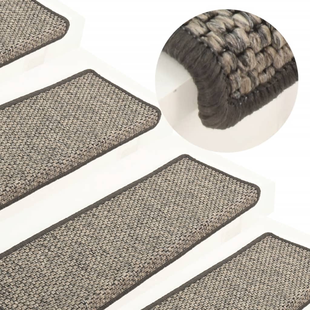 Trapmatten Zelfklevend 15 St Sisal-Look 65X25 Cm Grijs En Beige