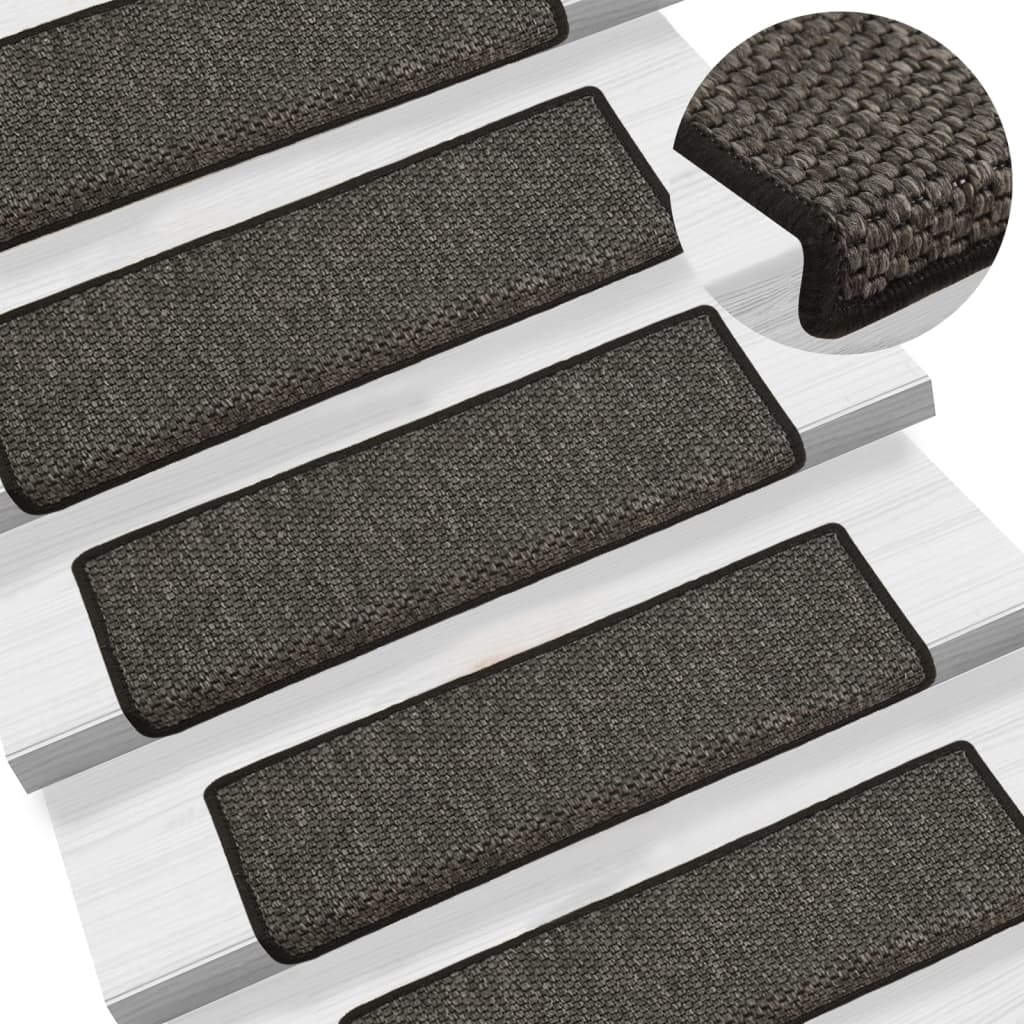 Trapmatten Zelfklevend 15 St Sisal-Look 65X25 Cm Antracietkleur