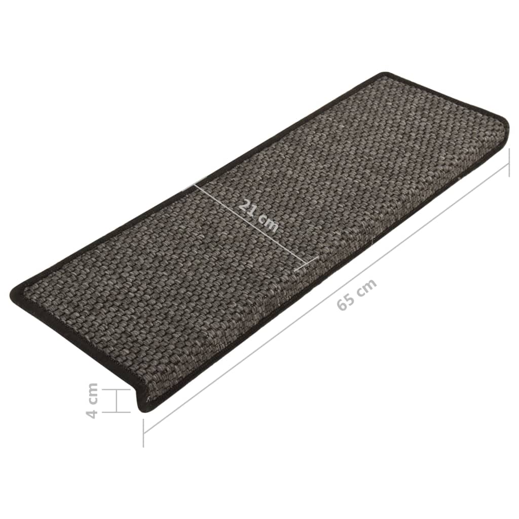 Trapmatten Zelfklevend 15 St Sisal-Look 65X25 Cm Antracietkleur
