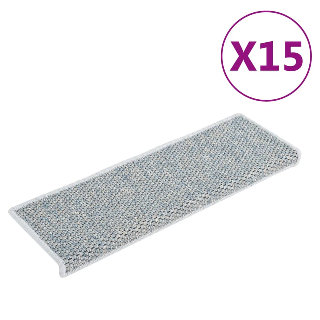 Trapmatten Zelfklevend 15 St Sisal-Look 65X25 Cm Blauw