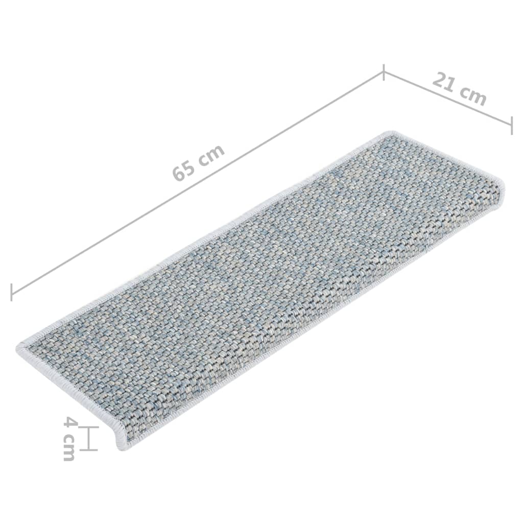 Trapmatten Zelfklevend 15 St Sisal-Look 65X25 Cm Blauw