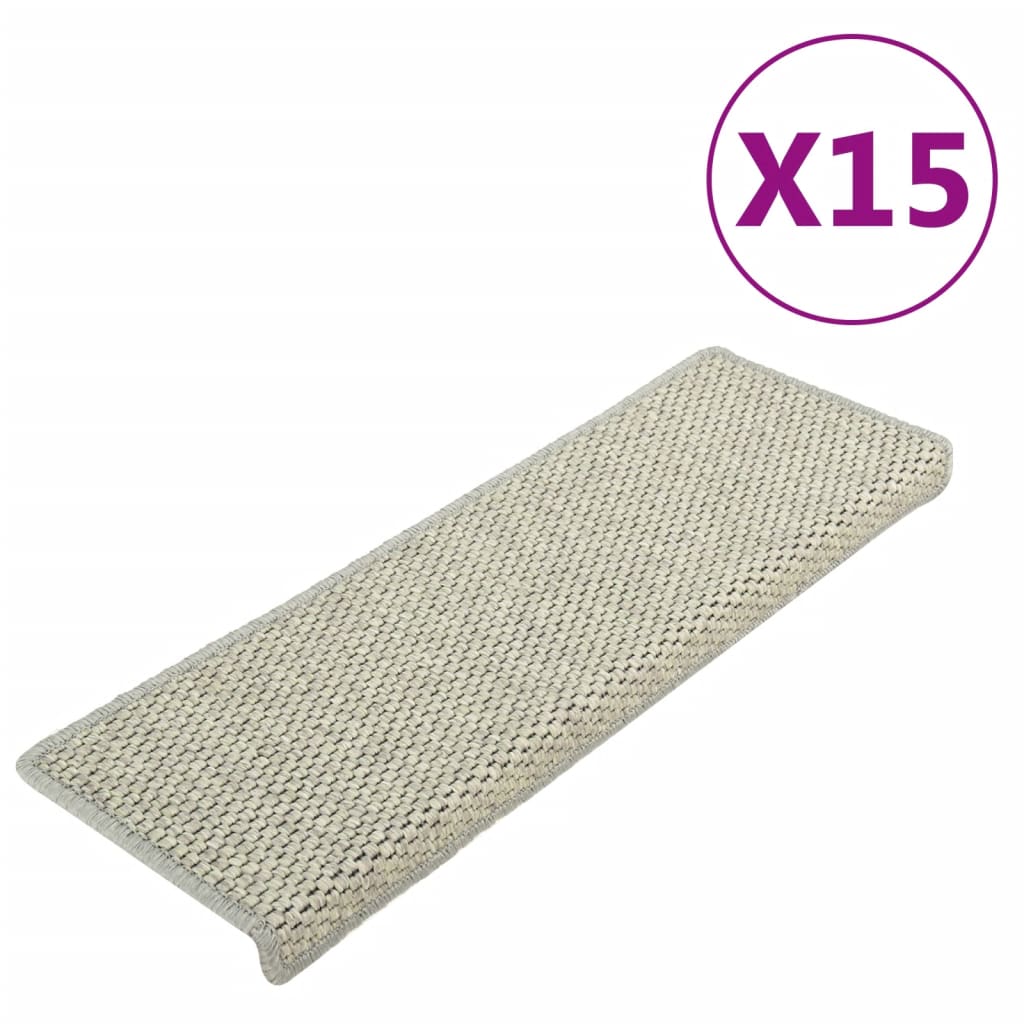 Trapmatten Zelfklevend 15 St Sisal-Look 65X25 Cm Grijs