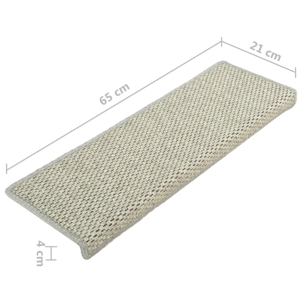 Trapmatten Zelfklevend 15 St Sisal-Look 65X25 Cm Grijs