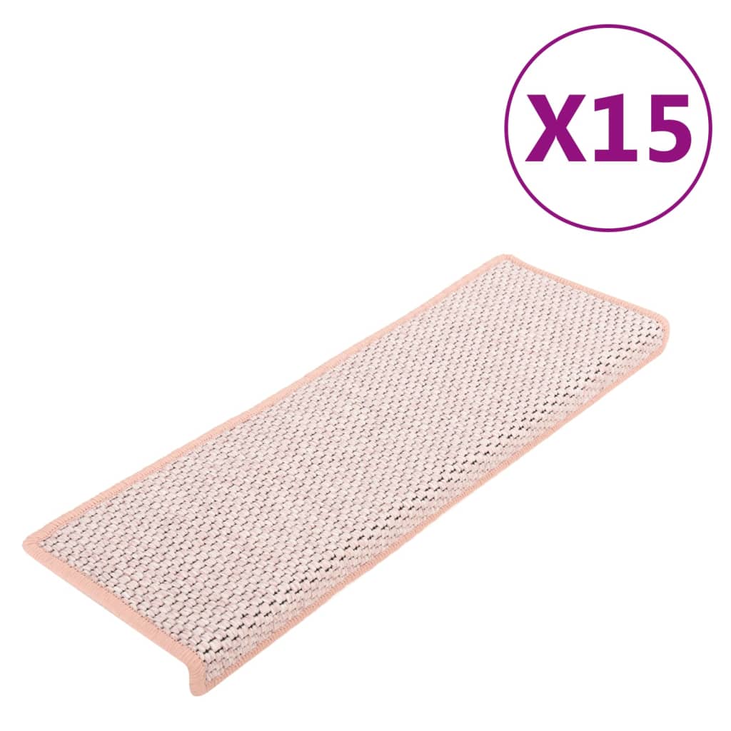 Trapmatten Zelfklevend 15 St Sisal-Look 65X25 Cm Rood