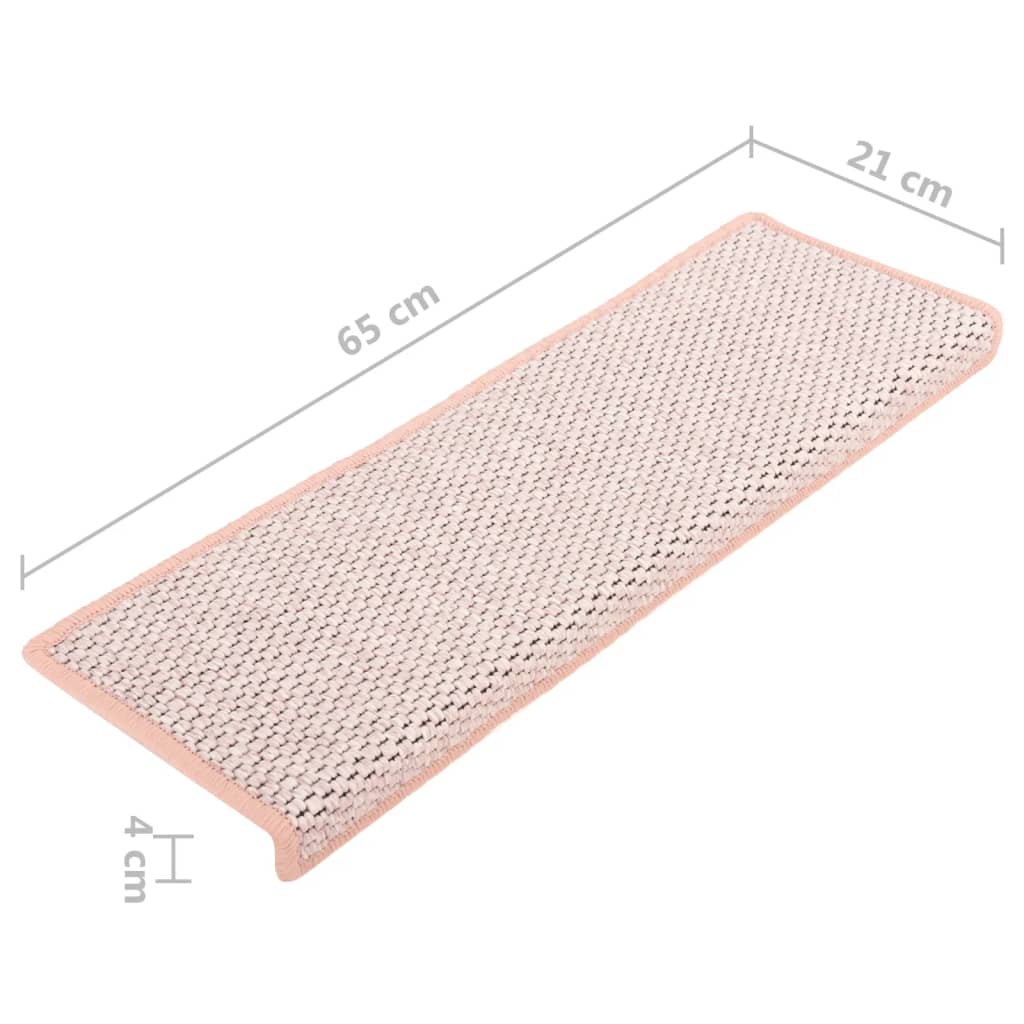 Trapmatten Zelfklevend 15 St Sisal-Look 65X25 Cm Rood