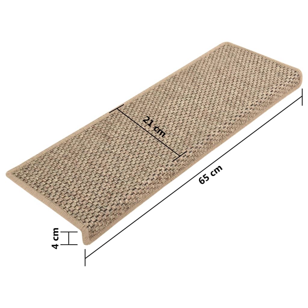 Trapmatten Zelfklevend 15 St Sisal-Look 65X25 Cm Donkerbeige