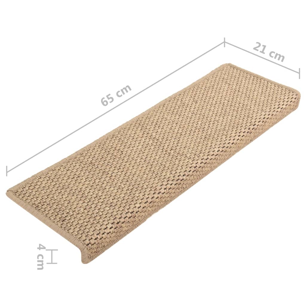 Trapmatten Zelfklevend 15 St Sisal-Look 65X25 Cm Zandkleurig