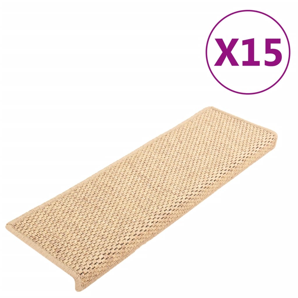 Trapmatten Zelfklevend 15 St Sisal-Look 65X25 Cm Lichtbeige