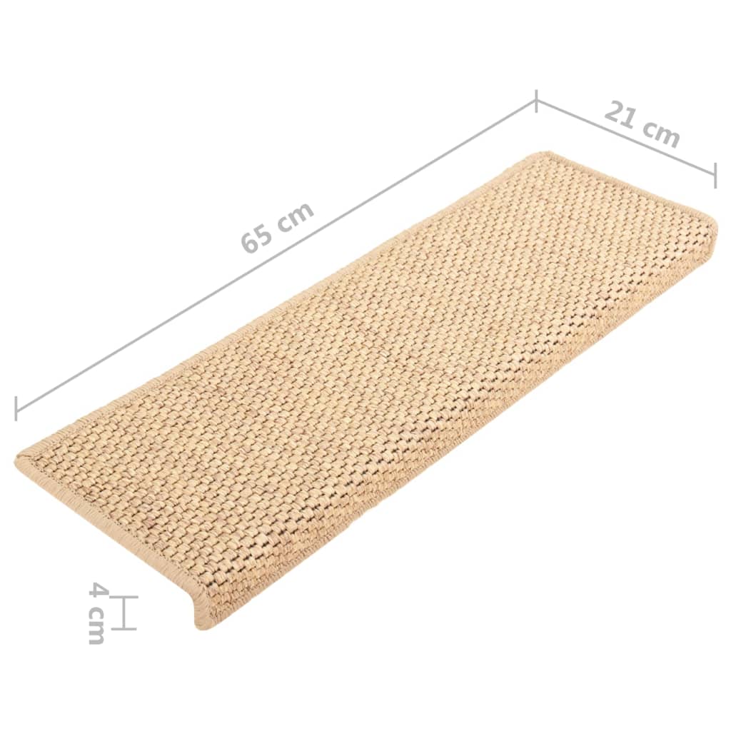 Trapmatten Zelfklevend 15 St Sisal-Look 65X25 Cm Lichtbeige