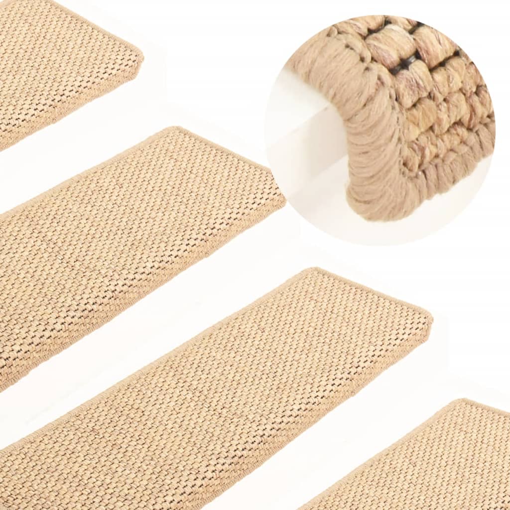 Trapmatten Zelfklevend 15 St Sisal-Look 65X25 Cm Lichtbeige