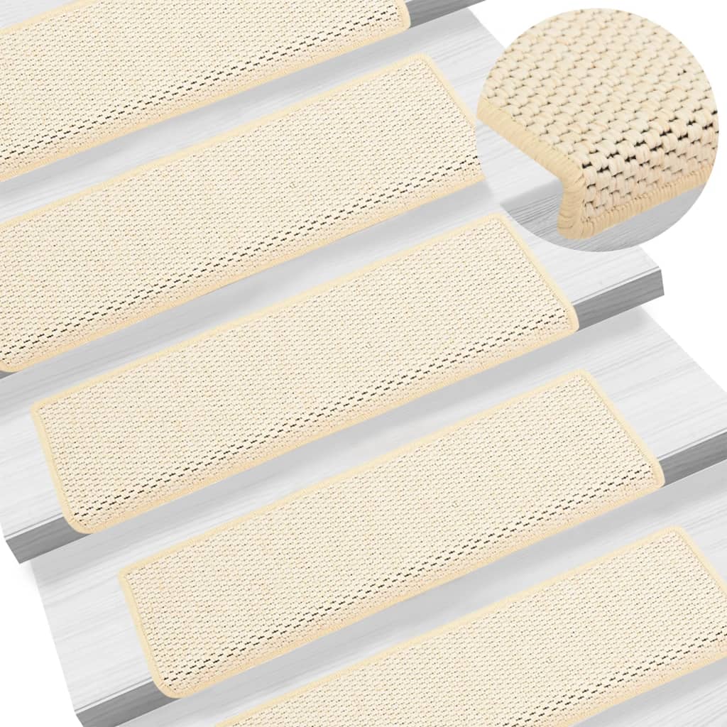 Trapmatten Zelfklevend 15 St Sisal-Look 65X25 Cm Crèmekleurig