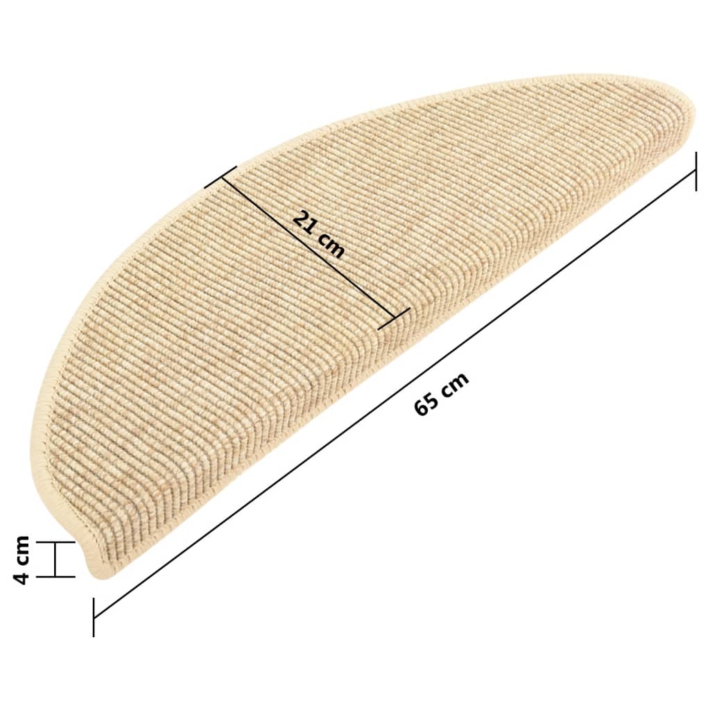 Trapmatten Zelfklevend 15 St Sisal-Look 65X25 Cm Beige