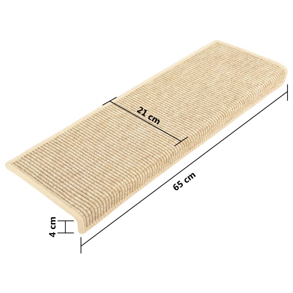 Trapmatten Zelfklevend 15 St Sisal-Look 65X25 Cm Lichtbeige