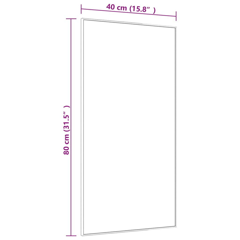 Deurspiegel 40X80 Cm Glas En Aluminium Zwart