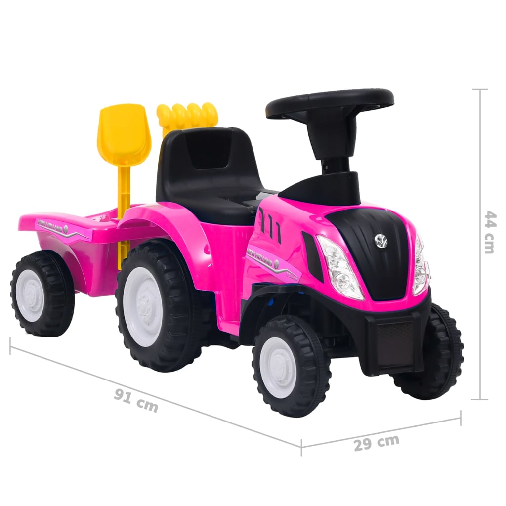 Kindertractor New Holland Roze
