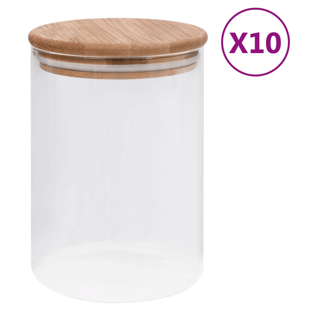 Opbergpotten 10 St Met Bamboe Deksel 260 Ml Glas